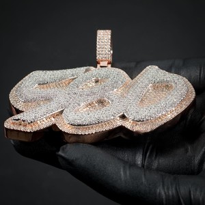 Pendentif Hip Hop en argent sterling 925 plaqué or jaune 14 carats personnalisé Moissanite VVS pendentif en diamant glacé taille brillant pour hommes - Product Image 2