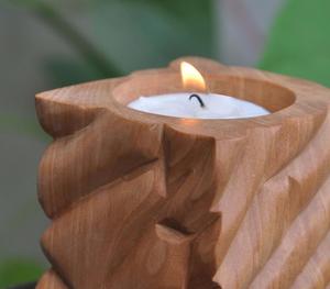 Forma de cubo Pilar de madera hecho a mano Soporte de vela Mango Madera Bajo MOQ Fabricante venta directa de fábrica - Product Image 2