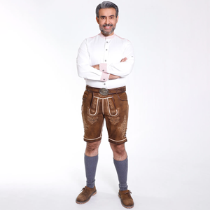 Novedades 2025 Pantalones cortos bávaros Oktoberfest tradicionales para hombres con estilo Lederhosen en color marrón personalizado con pantalones cortos bávaros - Product Image 1