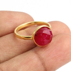 Vente en gros de bagues en argent sterling 925 or 18 carats avec pierres précieuses faites à la main rubis bijoux tendance unisexe à la mode - Product Image 3