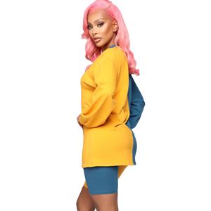 Robes décontractées respirantes pour femmes avec logo personnalisé-Ensemble de chemises courtes de couleur 2 tons 100% coton pour l'été, le printemps et l'automne - Product Image 2