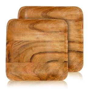 Assiettes de service rondes en bois artisanales pour les fêtes, écologiques, sans danger pour les aliments, en bois d'acacia et de manguier, design moderne et luxueux - Product Image 2