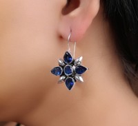 Pendientes Colgantes Florales de Plata Antigua al por Mayor con Circonitas Cúbicas, Engaste Étnico, Joyería Hecha a Mano, Regalo para Mujer, Fiesta, Venta al por Mayor