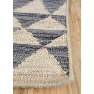 พรมขนสัตว์ทอแบบเรียบสีเทาและสีดำ รุ่น Indusbar Dwrm-173 ลายเรขาคณิตและลวดลายนามธรรม รูปทรงสี่เหลี่ยมผืนผ้าและลายทาง สำหรับใช้ปูพื้นบ้าน - Product Image 4