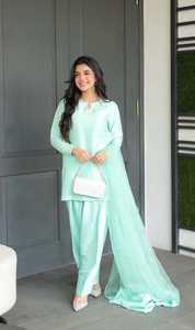 Traje de diseñador Farshi Salwar Kameez, vestido indio pakistaní, Patiala Silk Shalwar Kurta Dupatta para niñas y mujeres, traje Salwar - Product Image 4