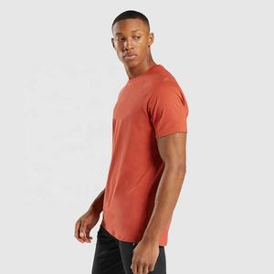 2025 Wholesale Blank 95% Cotton 5% Elastane Men Slim Fit T Shirt Longer Drop Curved Hem Round Neck Muscle Fit Men Gym T-shirts - Product Image 3