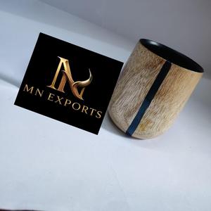 Tasses et soucoupes de mariage en bois noir au design classique, durables, 150 ml et 100 ml, par MN EXPORTS - Product Image 3