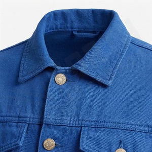 Veste en jean en coton pour homme, col rabattu, couleur unie, boutonnée, manches longues, design élégant, vêtement d'extérieur personnalisé - Product Image 4