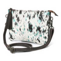 Tas Selempang Kulit Sapi Buatan Tangan Gaya Bohemian Vintage, Tas Tangan Barat Berukir Turquoise