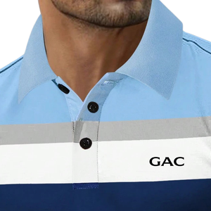 Maillot rayé bleu clair, blanc et marine pour homme, à manches courtes, respirant, séchage rapide, léger, décontracté, pour le golf et le tennis - Product Image 3