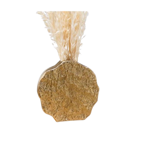 Urna de flores doradas de estilo vintage, jarrón texturizado de metal de aluminio con chapado en oro para decoración de centro de mesa de oficina o boda - Product Image 1