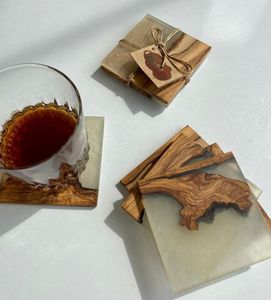 Juego de posavasos de resina de calidad COLORIDA con efecto océano decorativo cuadrado redondo posavasos de resina de madera epoxi de Craftsy Home - Product Image 5