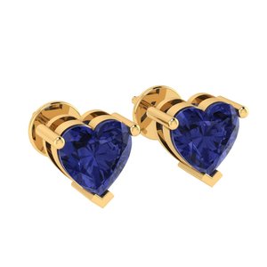 Boucles d'oreilles clous en argent sterling plaqué or blanc/jaune/rose Diamtrendz, forme de cœur, tanzanite, 2 pierres, pierre de naissance de décembre - Product Image 2