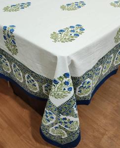 Handcrafted 100% Cotton Tablecloth Hand Block Printed Traditional Floral Artisan Design Elegant Floral Printed <b>Table</b> <b>Cover</b> - Product Image 3