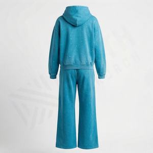 Conjunto Deportivo de 2 Piezas para Mujer, Sudadera con Capucha y Pantalones Deportivos de Pierna Ancha con Bolsillos Laterales, Estilo Casual, Suave, para Gimnasio y Actividades - Product Image 2