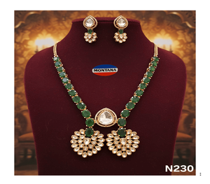 Conjunto de Collar y Aretes de Piedras Kundan de Aleación Mixta Étnica de Nuevo Diseño de Montana para Mujer - Joyería para Fiesta de Compromiso y Boda - Product Image 1