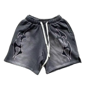 Ropa de calle de moda para hombre, pantalones cortos transpirables de gran tamaño lavados con ácido para hombre con serigrafía de algodón 100% - Product Image 1