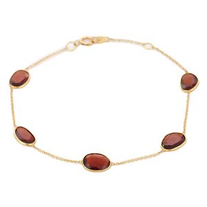 18K Solid Yellow Gold Minimalist Jewelry <b>Adjustable</b> <b>Bracelet</b> Natural Fancy Shape Garnet Gemstone Trendy for Women Wedding Party - Product Image 1