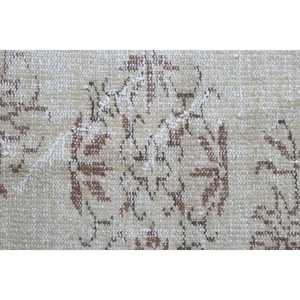 4.3x4.4 ft Round Turkish Rug, Vintage Rug, White <b>Brown</b> Floral <b>Wool</b> Rug - Product Image 5