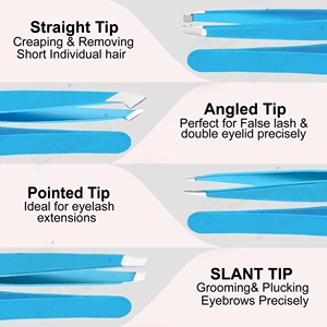 Pinzas para Cejas con Punta Inclinada y Recubrimiento Rosa, Sin Espacios, para Depilación con Hilo, con Estuche - Product Image 5