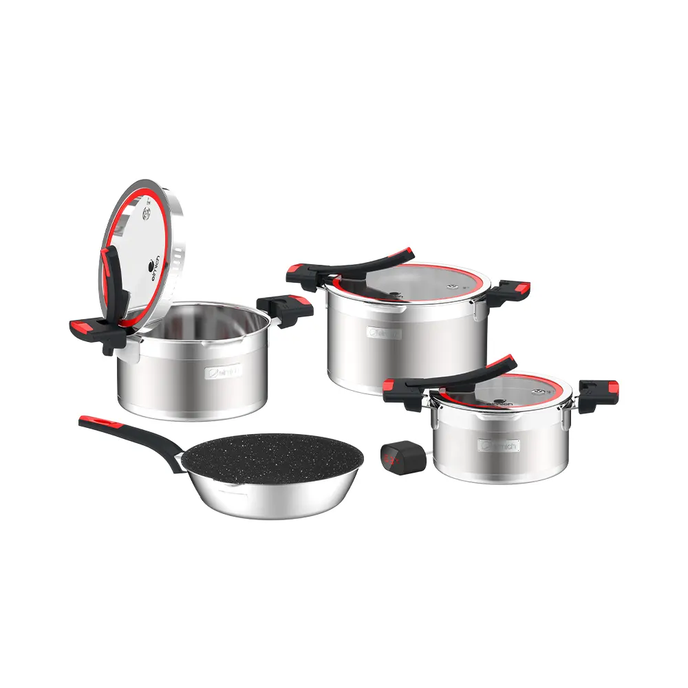 Best quality sustainable pressure cooker set and pans Milano EL-8093 16, 18, 22, Frypan size 26cm