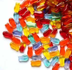 Cuentas redondas de cristal checo mixto de 9x5mm en rojo, naranja y amarillo para la fabricación de joyas y decoración del hogar, cristal de Murano - Product Image 1