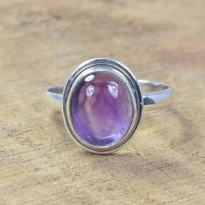 Amethyst Ring 925 Sterling Silver Rhodium Oval Gemstone Handmade Luxury Premium Grade Vintage Jewelry Women February Birthstone - Product Image 6