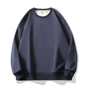 Sweat-shirts à col rond pour hommes avec logo personnalisé, en molleton de coton 320G, anti-rétrécissement, uni, simple - Product Image 6