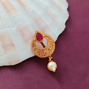 Indian Wedding <strong>Jewellery</strong> Faux Pearl Drop Nose Ring Stud Nath Crystal Bridal Traditional Nose Ring <strong>Jewellery</strong> For Women, Pink