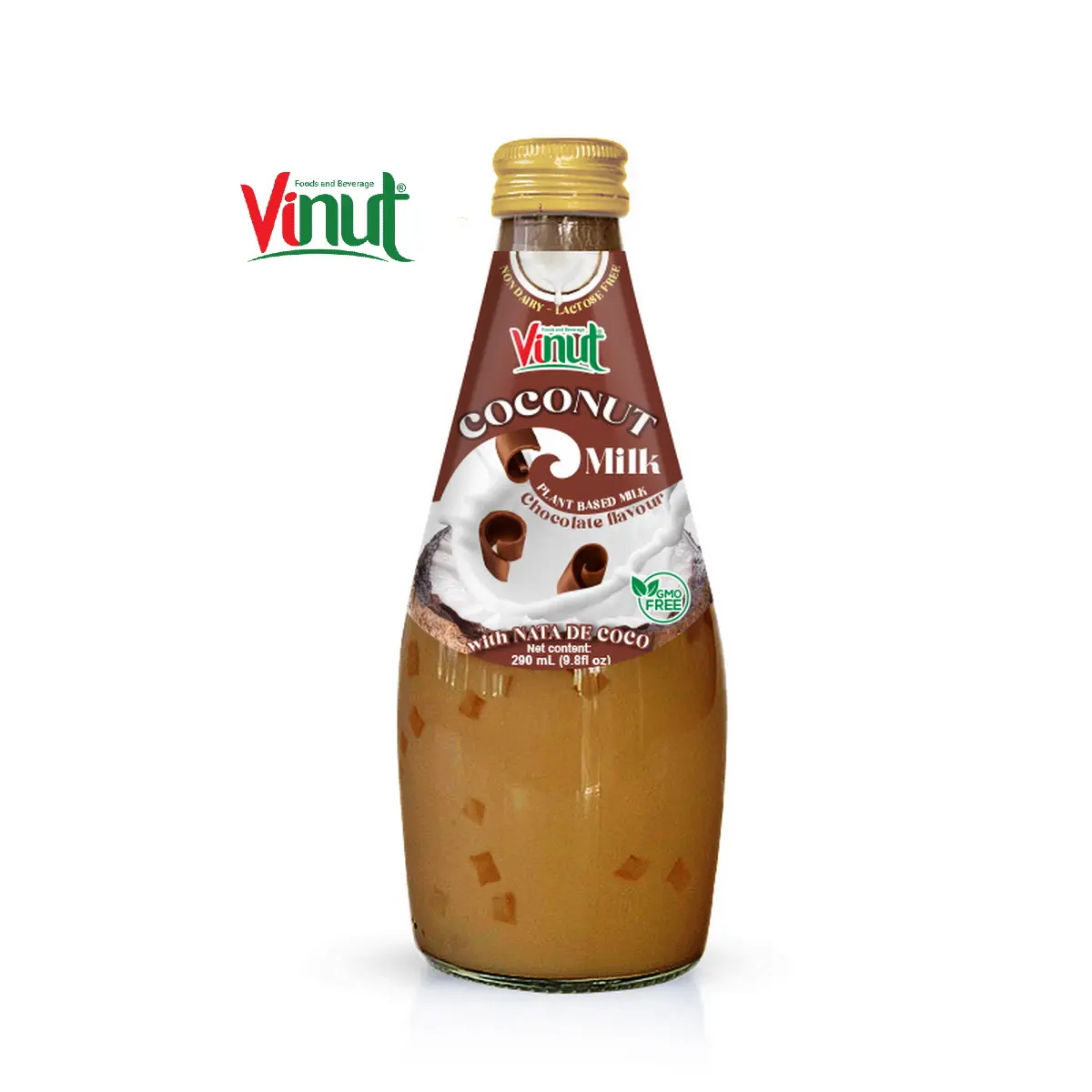 9.8 fl oz Vinut Bottle Coconut milk Chocolate with Nata De Coco 330ml beverage distributor own brand vegan milk nut milk