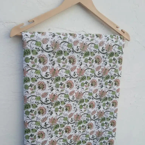 100% Pure Cotton <b>Voile</b> Fabric Indian Handmade Beautiful Block Print Bagru Dabu Lightweight 5 Yard Handmade Beautiful Uniforms - Product Image 1