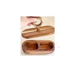 Salero de madera de Acacia, recipiente con cuchara y contenedor de pimienta y sal de madera de Acacia Natural, cuchara y forma redonda - Product Image 6
