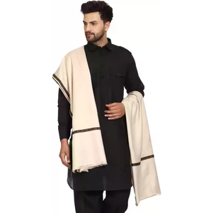 ผ้าคลุมไหล่ขนสัตว์100% สำหรับผู้ชาย2024ออกแบบลายดอกไม้ลายจุดสำหรับฤดูหนาวพร้อมโลโก้บริการออกแบบได้ตามต้องการสีเทาสำหรับชาวมุสลิม - Product Image 5