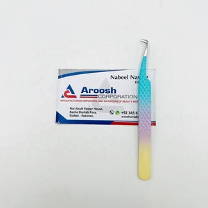 Pinzas degradadas de 90 grados con empuñadura de diamante de alta calidad al por mayor punta puntiaguda de acero inoxidable para extensión de pestañas sostenible - Product Image 5