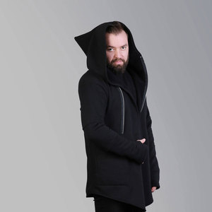 Sudadera con capucha de algodón 100% para hombre, estilo largo, con cremallera completa, moda urbana, logotipo personalizado, OEM, venta al por mayor - Product Image 5