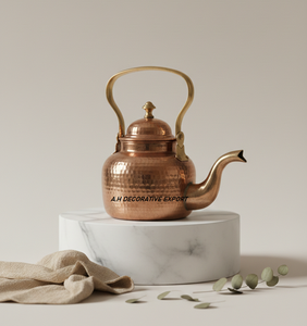 Premium Hammered <b>Copper</b> Kettle with Brass <b>Handle</b> – Luxury Export Metal Teapot - Product Image 2