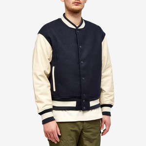 Veste d'hiver réversible à la mode pour hommes, col montant, cuir tissé surdimensionné, design, college, veste de baseball pour hommes - Product Image 4