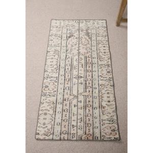 Tapis turc 2x4,3 pieds, tapis vintage, tapis camouflage blanc en laine - Product Image 1