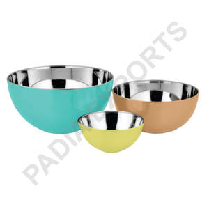 3-Piece Set Stainless Steel Serving <b>Bowls</b> <b>Large</b> Vegetable <b>Bowl</b> with 3 Colors Metal Material - Product Image 1