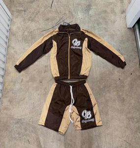 Ensemble de survêtement pour homme en nylon, fermeture éclair, deux pièces, short, veste coupe-vent, ensembles de survêtement pour homme - Product Image 1