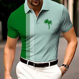 Mode hommes rayé tendance Polo T-Shirts été à manches courtes respirant 3d impression rue POLO t-shirt plage décontracté hauts - Product Image 4
