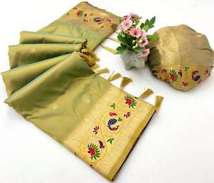 Nueva tienda de sari al por mayor de seda suave y pura de paithani de pavo real bagadu en Surat - Product Image 4