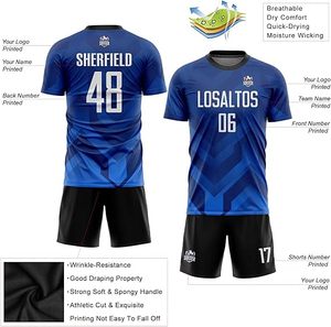 Maillot de football à manches courtes de haute qualité avec nom et numéro personnalisés, respirant, pour hommes et femmes, séchage rapide et extensible - Product Image 3