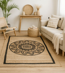 Alfombra de yute tejida rectangular con un patrón de panal hexagonal trenzado de color verde brillante, revestimiento de suelo a precios al por mayor. - Product Image 2