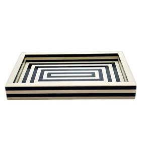 Plateau de service attrayant en os incrusté, motif solide, sans danger pour les aliments, finition polie, pour la maison, le restaurant, le thé, les collations, utilisation de service - Product Image 3