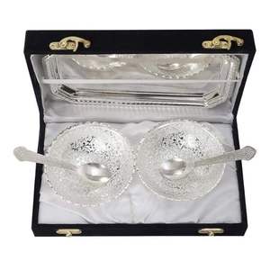 Aluminium Silver Bowl Spoon Gift Set Boxed Business Gifts Decorative Luxury Durable <b>Tableware</b> Bulk Supplier India - Product Image 5