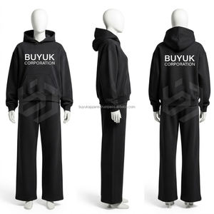 Ensemble survêtement coupe-vent à capuche streetwear pour homme, marque personnalisée, 100% coton, extensible dans les quatre sens, imperméable, délavé à l'acide, couleur unie - Product Image 2