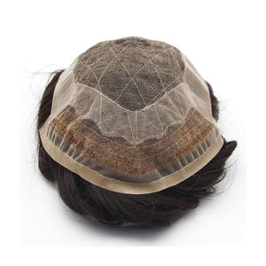 Perruques Lace Front en Cheveux Brésiliens, Transparentes et Respirantes, Haute Densité pour Hommes, Couleur Noire, Populaires au Bangladesh - Grande Vente - Product Image 4
