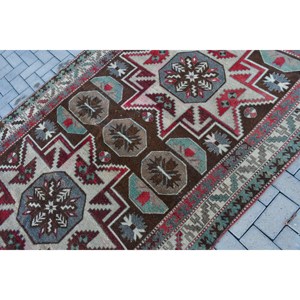 Vintage Turkish Rug, 5.2x8.4 ft Large Rug, <b>Brown</b> Red Persian <b>Wool</b> Rug - Product Image 5