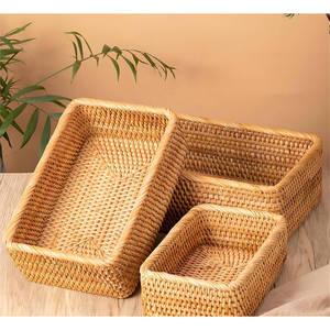 Cesta Organizadora de Almacenamiento Moderna Tejida en Ratán Personalizable, Forma Rectangular, Multifuncional, Ecológica, para Uso en la Cocina, 11 cm de Alto - Product Image 5